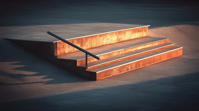 Einzigartiges Metallstufendesign für Skateboard-Tricks