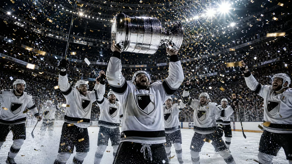 Eishockeyspieler hebt Stanley Cup nach Sieg