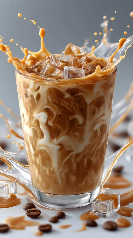 Eiskalter Eis-Kaffee mit Spritzeffekt