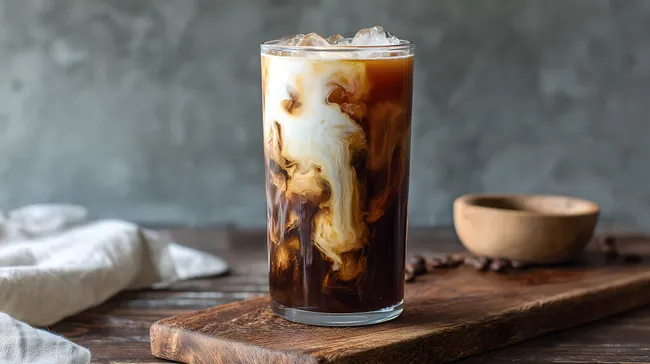 Eiskalter Kaffee mit cremiger Milchschaumhaube