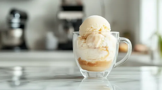 Eiskaltes Affogato-Dessert mit Vanilleeis