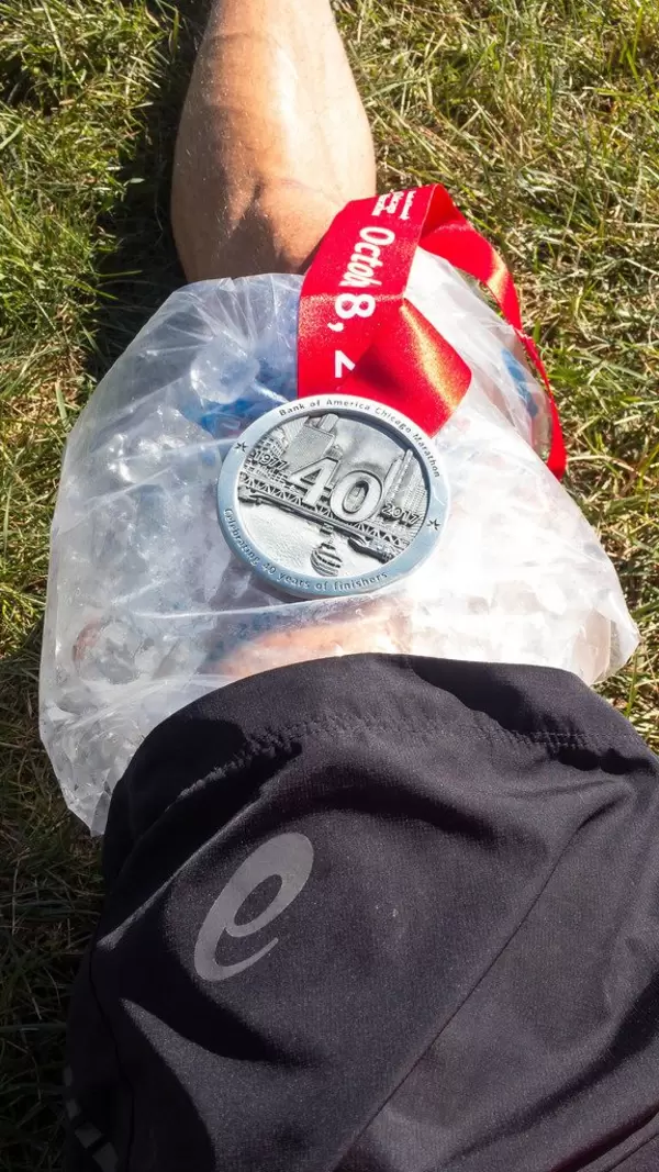 Eiskühlung nach dem Chicago-Marathon