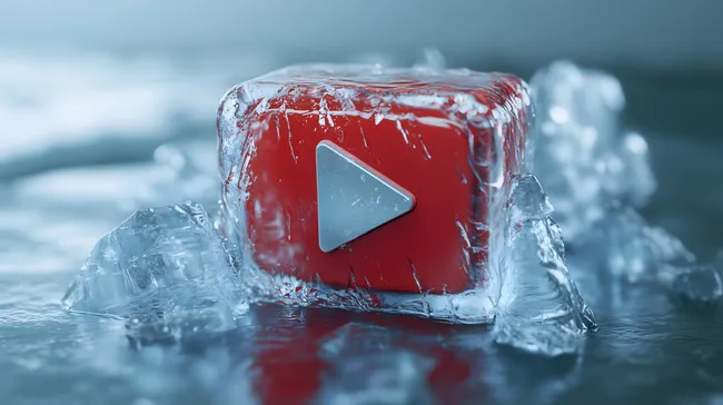 Eiswürfel mit eingefrorener YouTube-Ikone