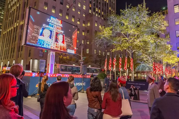Election Night at Rockefeller Plaza Trump vs Clinton