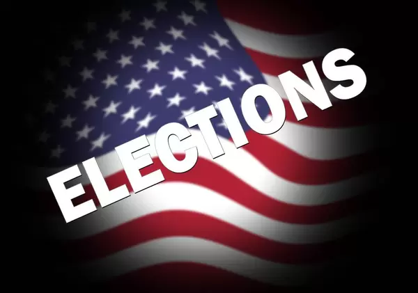 Elections text over USA flag