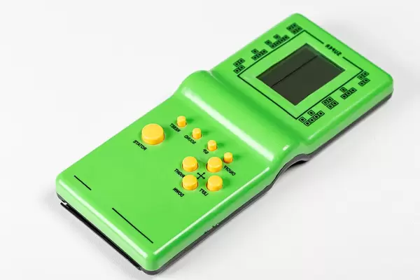 Electronic tetris game on white background (Flip 2019)