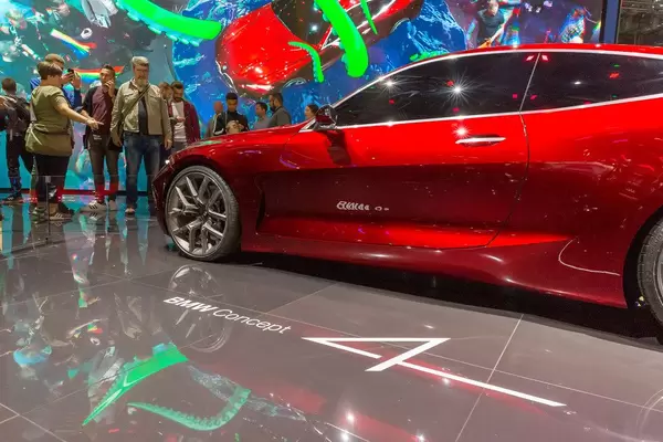 Elegant and sporty two-door car by BMW Concept 4 exhibited on an international motor show in Germany