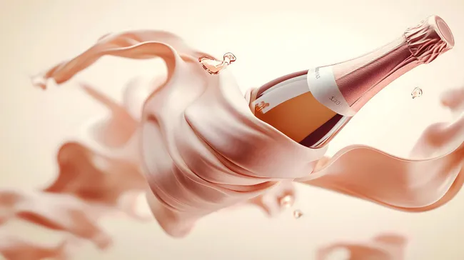 Elegant schwebende Champagnerflöte in Rosa