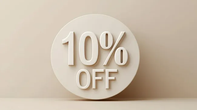 Elegante 10%-Preisauszeichnung auf beigem Hintergrund