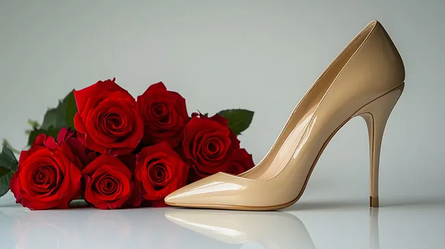 Elegante Damenschuhe mit roten Rosen