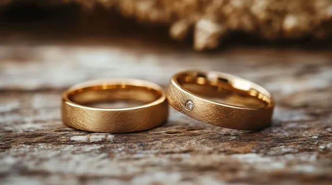 Elegante Eheringe auf hölzerner Oberfläche