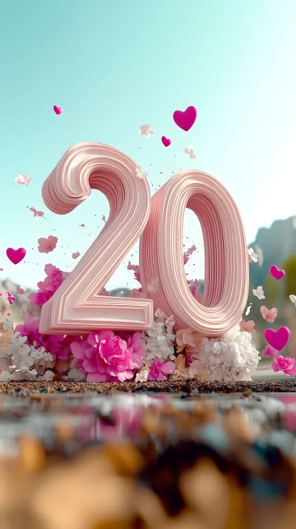 Elegante Geburtstagsfeier mit zarten Herzen und Blumen