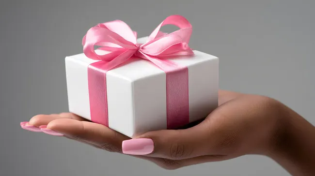 Elegante Geschenkbox mit rosa Schleife