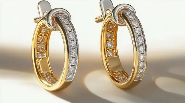 Elegante goldene Ohrringe mit glitzernden Diamanten