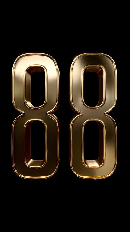 Elegante Goldzahl 88 vor schwarzem Hintergrund