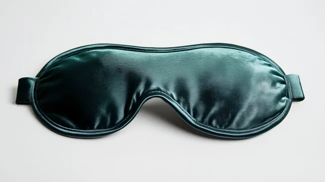 Elegante grüne Schlafmaske vor weißem Hintergrund