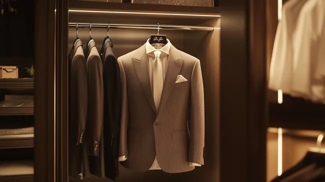 Elegante Herrengarderobe mit stilvollem Anzug