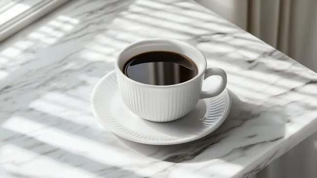Elegante Kaffeetasse auf Marmortisch