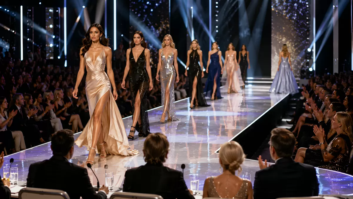 Elegante Models auf dem Laufsteg einer Modenschau