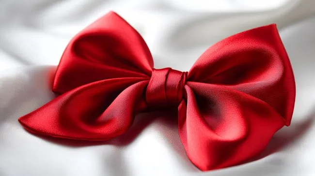 Elegante rote Schleife auf weißer Stoffoberfläche