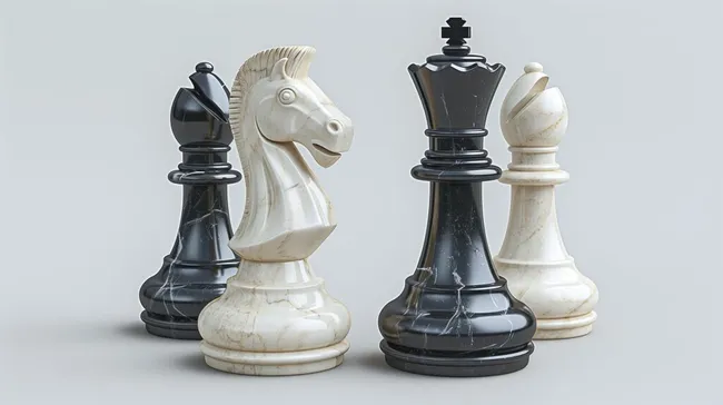 Elegante Schachfiguren in Marmor-Optik