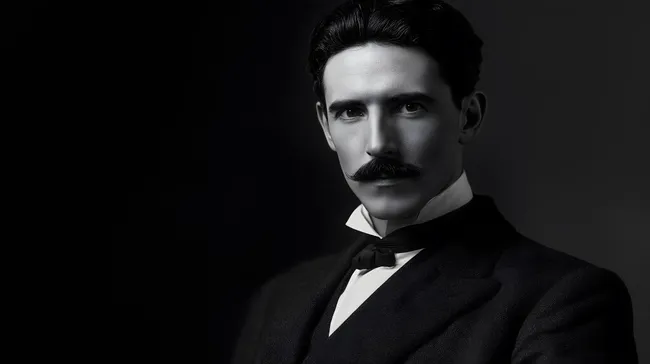 Elegante Schwarz-Weiß-Porträtaufnahme eines Mannes mit Schnurrbart