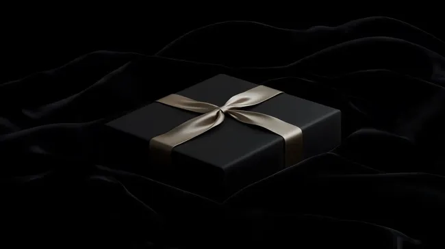 Elegante schwarze Geschenkbox mit goldenem Band