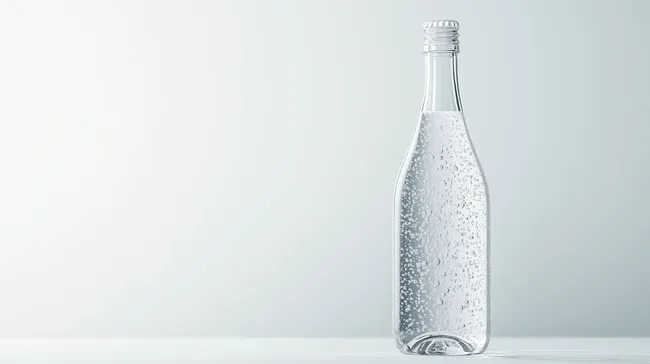 Elegante Sprudelwasserflasche auf hellem Hintergrund