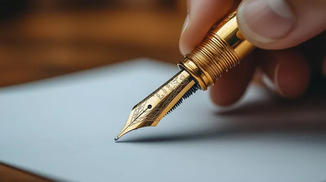 Elegante Unterschrift mit hochwertigem Füllfederhalter