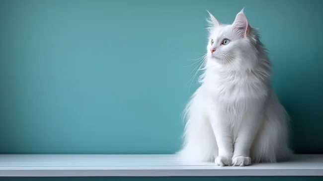 Elegante weiße Katze mit Blick in die Ferne
