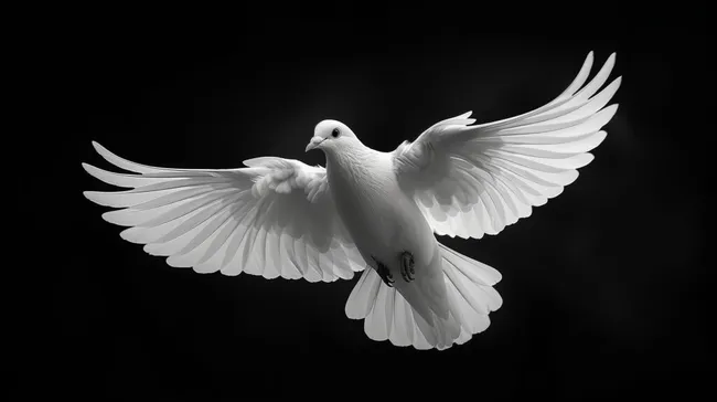 Elegante weiße Taube - Symbol des Friedens