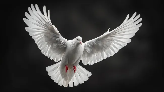 Elegante weiße Taube, Symbol von Freiheit und Frieden