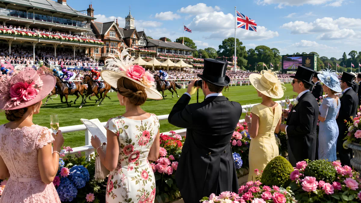 Elegante Zuschauer beim britischen Pferderennen