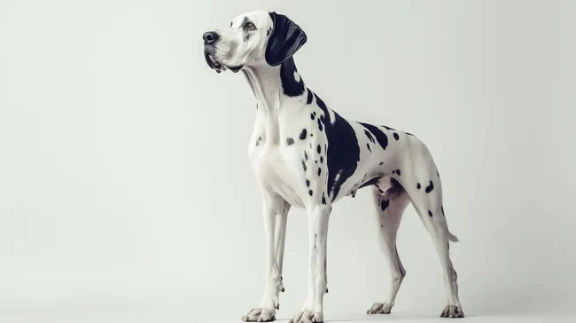 Eleganter Dalmatiner vor weißem Hintergrund