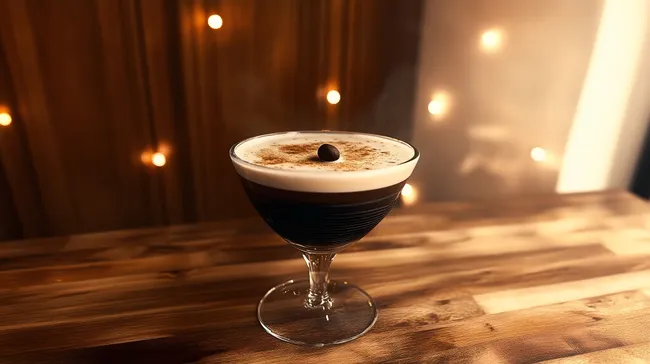 Eleganter Espresso-Martini-Cocktail mit Kaffeebohne
