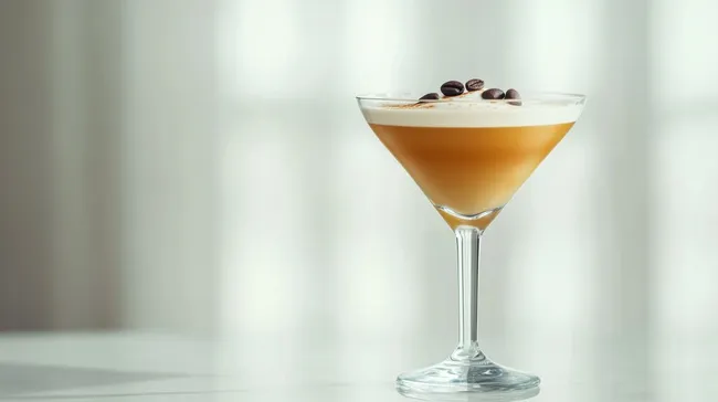 Eleganter Espresso-Martini mit Kaffeebohnen