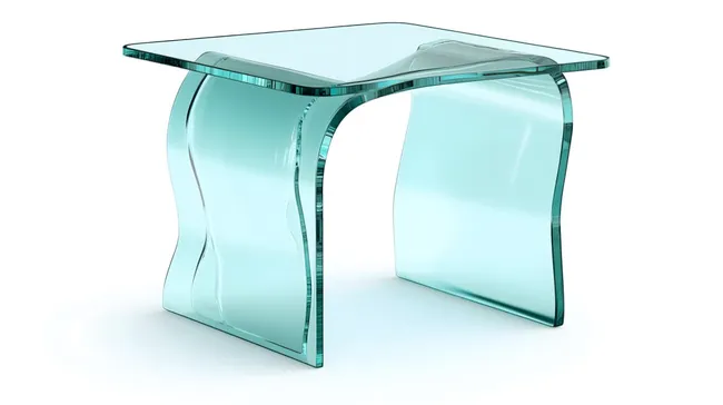 Eleganter, geschwungener Glastisch für moderne Interieurs