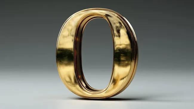 Eleganter goldener Buchstabe O auf grauem Hintergrund