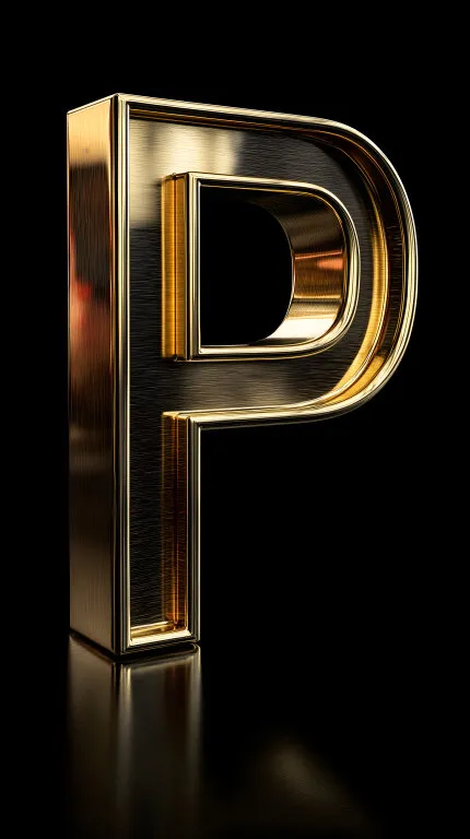 Eleganter goldener Buchstabe P auf schwarzem Hintergrund