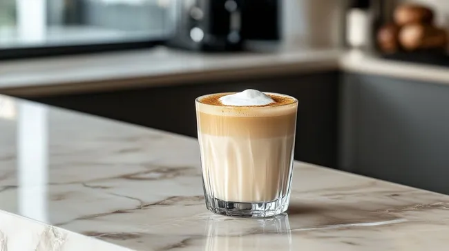 Eleganter Macchiato auf moderner Küchenarbeitsplatte