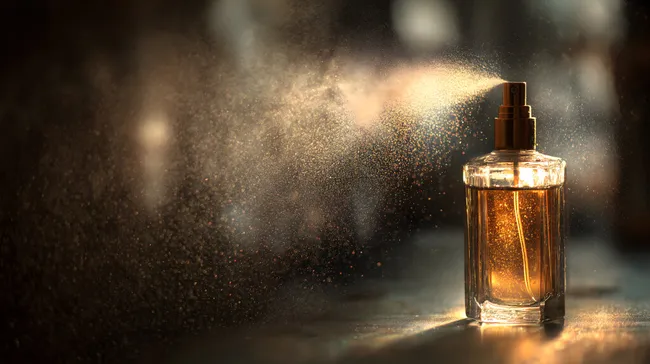 Eleganter Parfümflakon mit Goldpartikel-Effekt