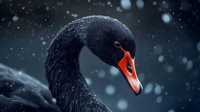 Eleganter Schwan im Schneesturm