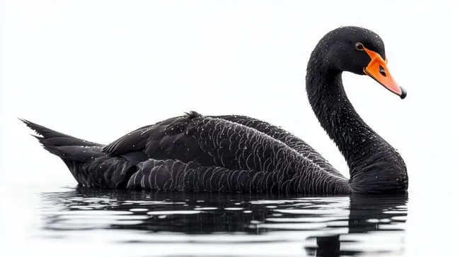 Eleganter schwarzer Schwan auf ruhigem Wasser