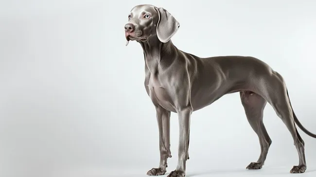 Eleganter Weimaraner-Hund im Studio fotografiert