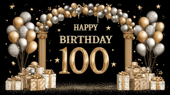 Elegantes 100. Geburtstagsfest mit Golddekorationen