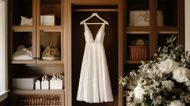 Elegantes Brautkleid in stilvoller Garderobe