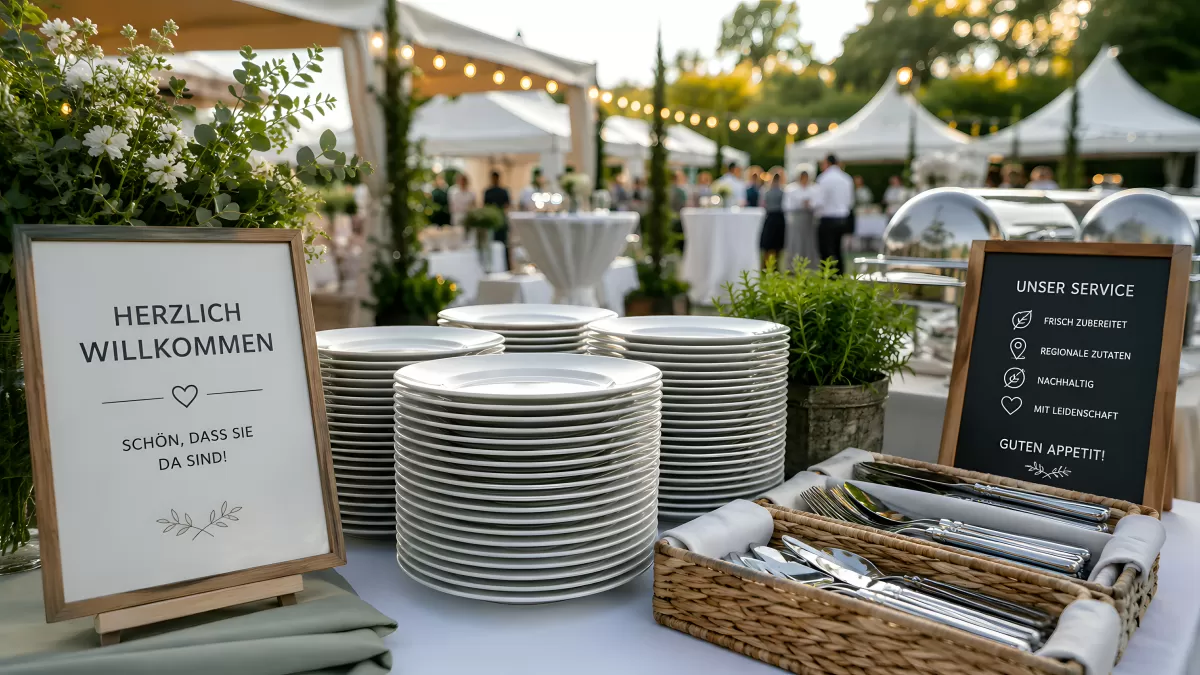 Elegantes Buffet bei sommerlicher Gartenfeier