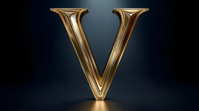 Elegantes, goldfarbenes Buchstabendesign V