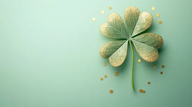 Elegantes Kleeblatt mit goldenen Glitzereffekten