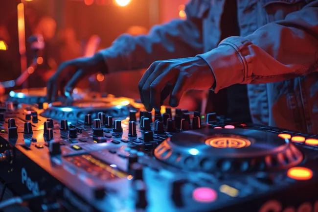 Elektronische Musikstation in lebendiger Beleuchtung